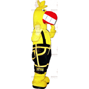 BIGGYMONKEY™ Costume da mascotte uccello giallo con tuta nera -