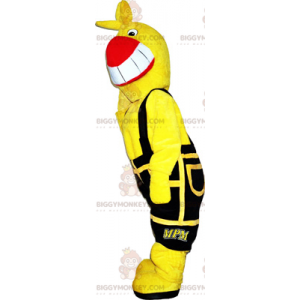 Costume de mascotte BIGGYMONKEY™ oiseau jaune avec salopette