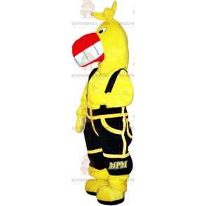 Costume de mascotte BIGGYMONKEY™ oiseau jaune avec salopette