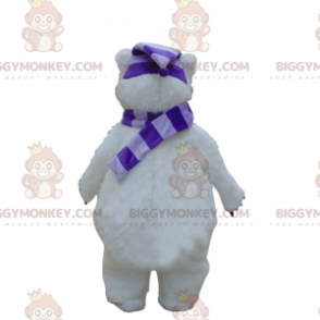 BIGGYMONKEY™ Hvidbjørnemaskotkostume med matchende tørklæde og