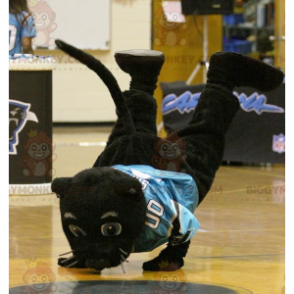 Black Panther BIGGYMONKEY™ Mascot Costume with Blue Shirt –
