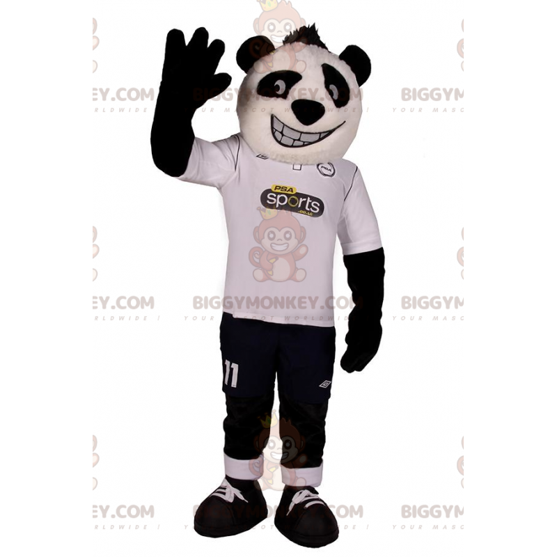 BIGGYMONKEY™ Panda-Maskottchen-Kostüm im Fußball-Outfit -