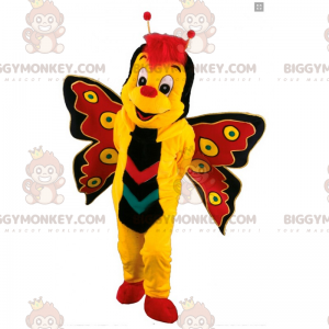 Traje de mascote de borboleta amarela e vermelha BIGGYMONKEY™ –