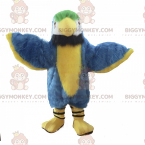 BIGGYMONKEY™ Blau-gelbes Papageien-Maskottchen-Kostüm -