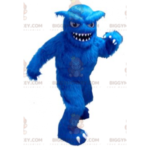 Traje de mascote BIGGYMONKEY™ todo azul peludo Yeti com dentes