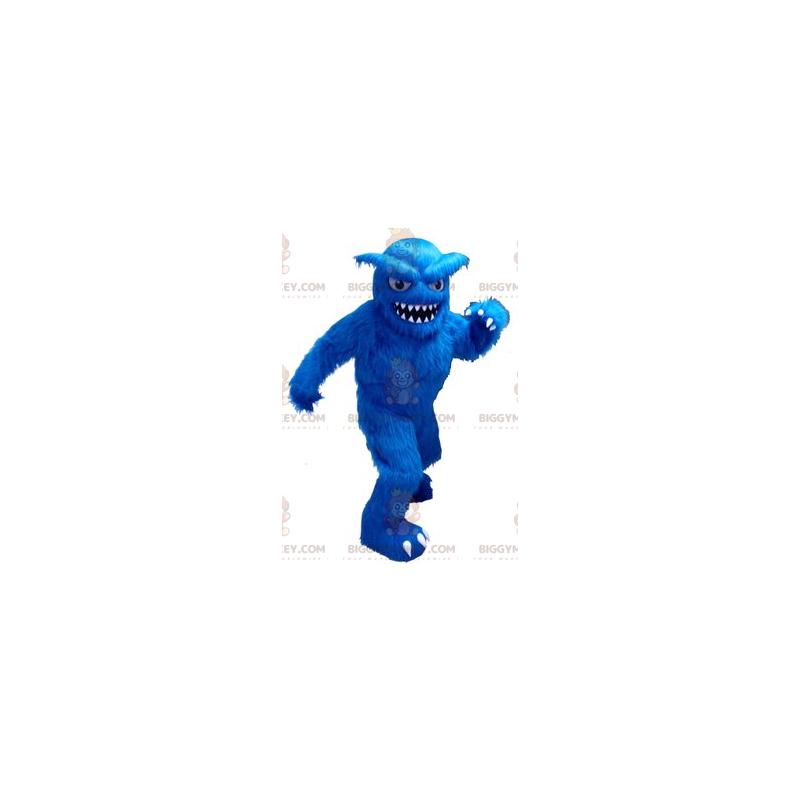 BIGGYMONKEY™ maskotkostume Helt behåret blå Yeti med store
