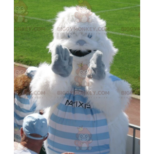 BIGGYMONKEY™ All Furry White & Blue Yeti Mascot Costume –