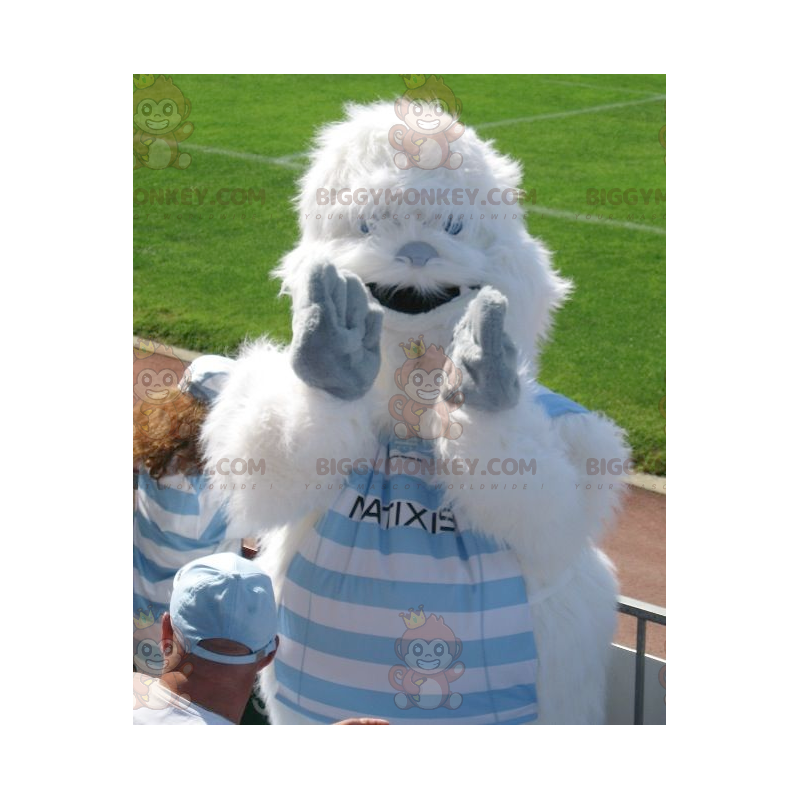BIGGYMONKEY™ All Furry White & Blue Yeti Mascot Costume –