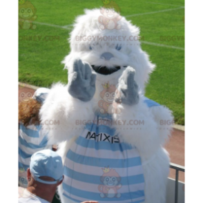 Costume de mascotte BIGGYMONKEY™ de yéti blanc et bleu tout