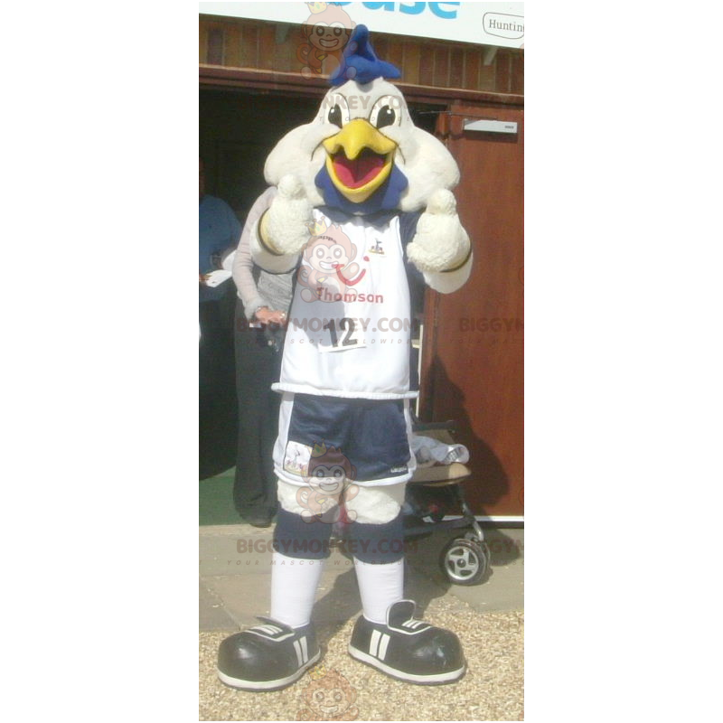 BIGGYMONKEY™ White Duck Bird Maskotdräkt i sportkläder -