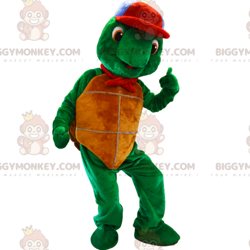 Traje de mascote de tartaruga ninja BIGGYMONKEY™ com faixa vermelha