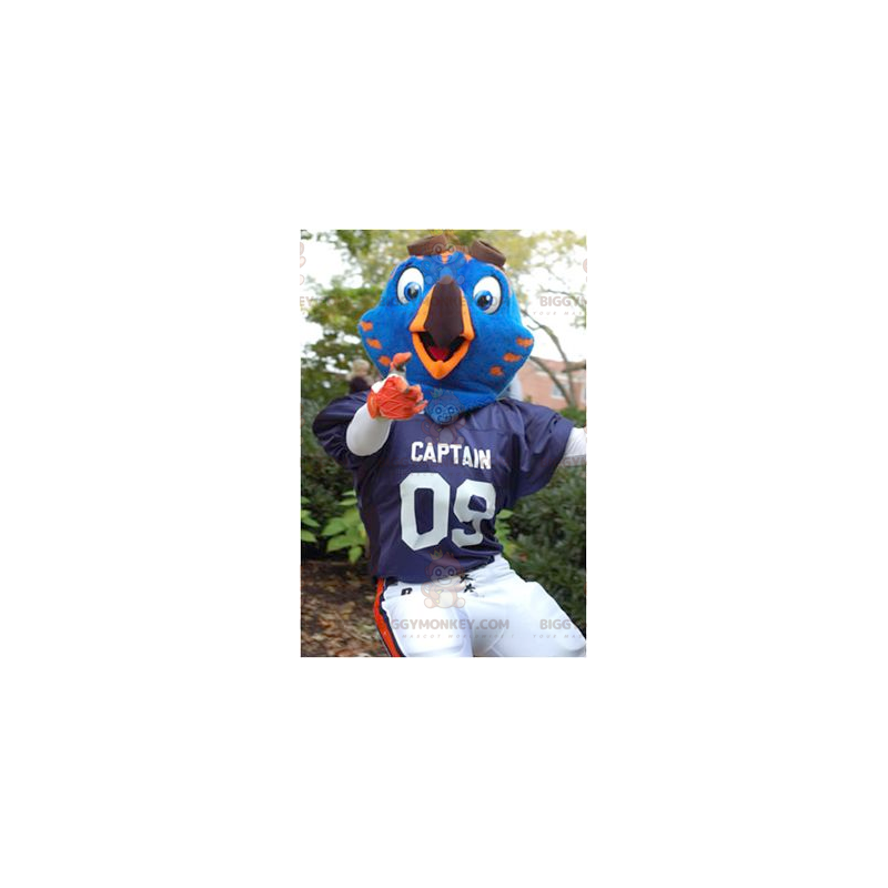 Costume de mascotte BIGGYMONKEY™ d'oiseau bleu et orange en