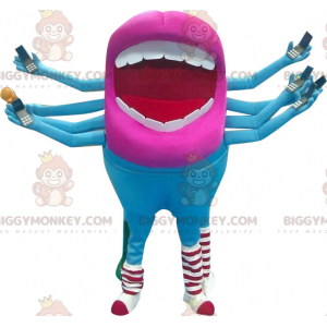 Alien blå och rosa mun BIGGYMONKEY™ maskotdräkt - BiggyMonkey