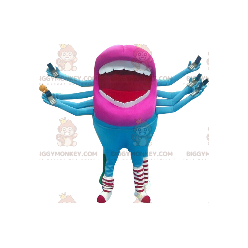 Alien Blue and Pink Mouth BIGGYMONKEY™ maskottiasu -