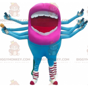 Alien Blue and Pink Mouth BIGGYMONKEY™ maskottiasu -