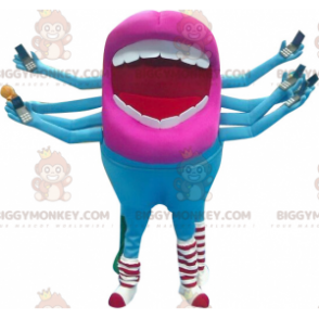 Costume de mascotte BIGGYMONKEY™ de bouche bleue et rose