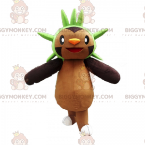 BIGGYMONKEY™ karakter mascotte kostuum bruin met groene kroon -