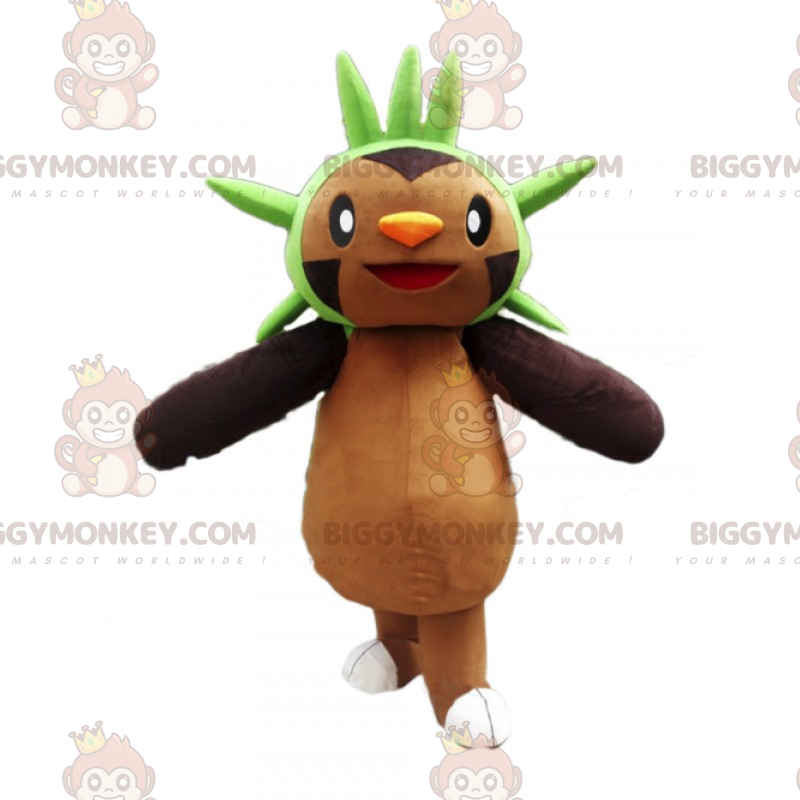 BIGGYMONKEY™ Charakter-Maskottchen-Kostüm Braun mit grüner
