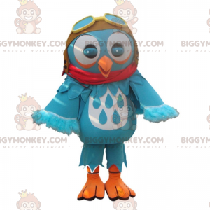 Traje de mascote de corujas azuis BIGGYMONKEY™ com capacete de