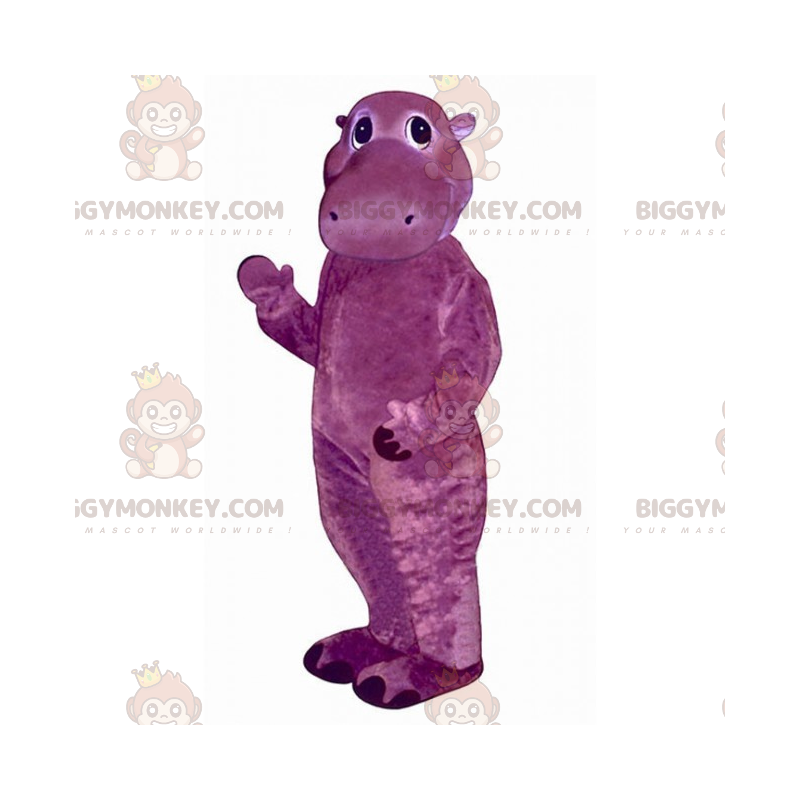 Disfraz de mascota de hipopótamo morado pequeño BIGGYMONKEY™ -