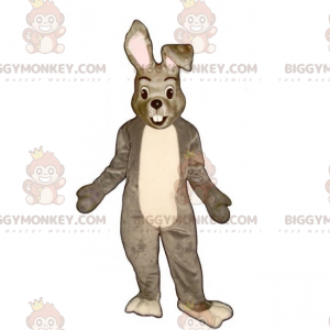 Traje de mascote de coelho cinza e branco BIGGYMONKEY™ –