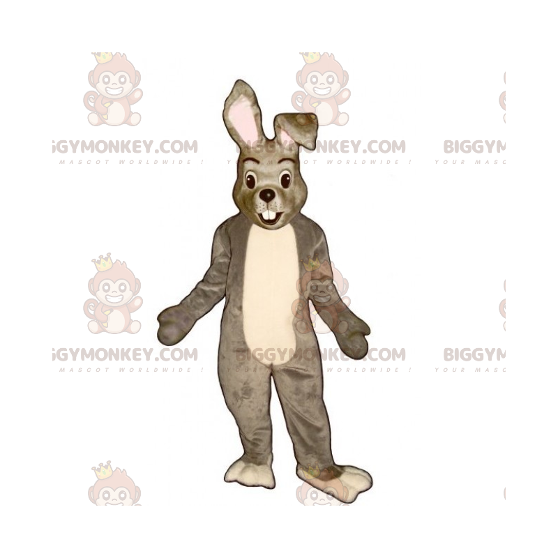 Traje de mascote de coelho cinza e branco BIGGYMONKEY™ –