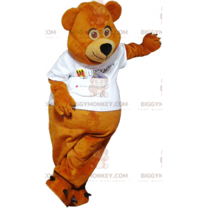 Traje de mascote ursinho BIGGYMONKEY™ com camiseta branca –