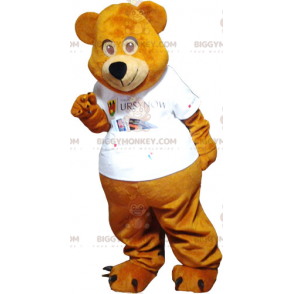 Traje de mascote ursinho BIGGYMONKEY™ com camiseta branca –