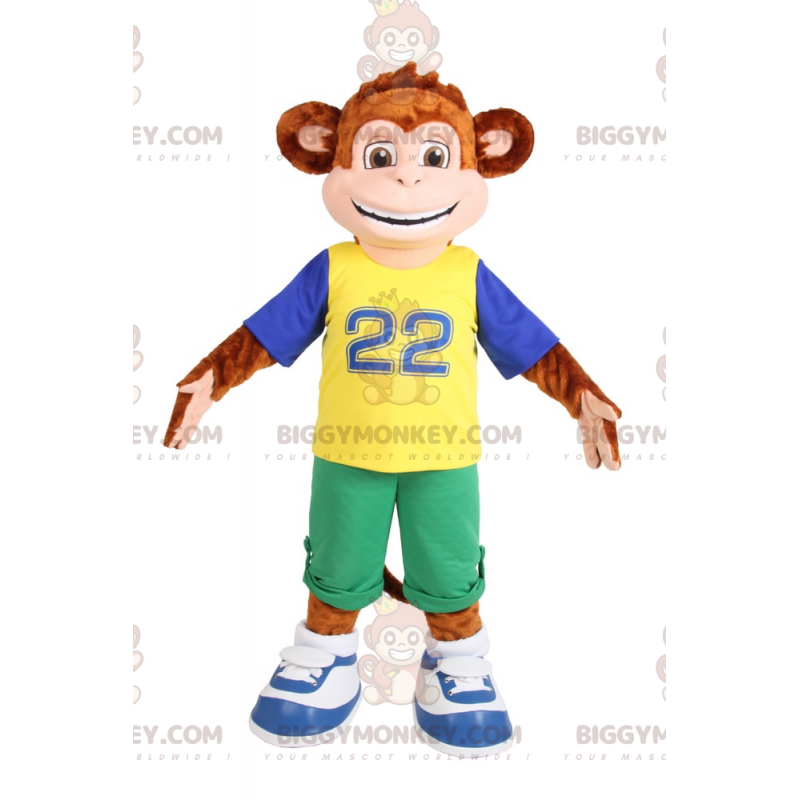 BIGGYMONKEY™ Costume da mascotte da scimmietta sorridente in