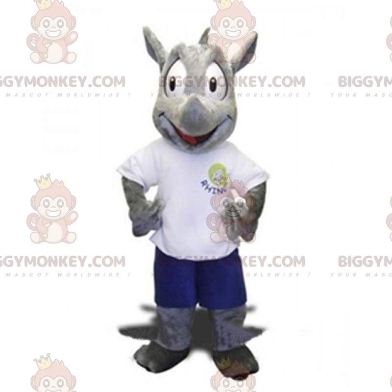 Costume de mascotte BIGGYMONKEY™ rhinocéros en short et