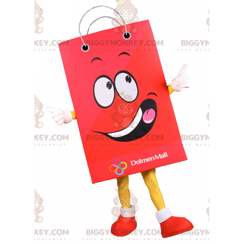Kostium maskotki uśmiechniętej torby na zakupy BIGGYMONKEY™ -