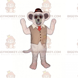 BIGGYMONKEY™ hiiren maskottiasu, jossa takki ja pyöreä hattu -