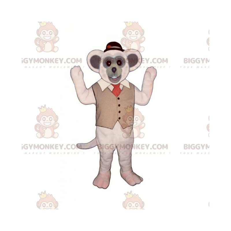 Στολή μασκότ ποντικιού BIGGYMONKEY™ με σακάκι και στρογγυλό
