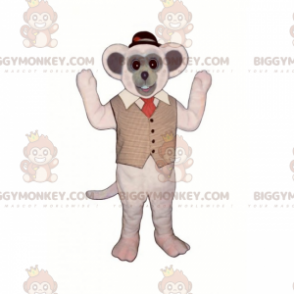 BIGGYMONKEY™ muis mascotte kostuum met jasje en ronde hoed -