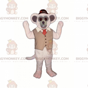 BIGGYMONKEY™ musemaskotkostume med jakke og rund hat -