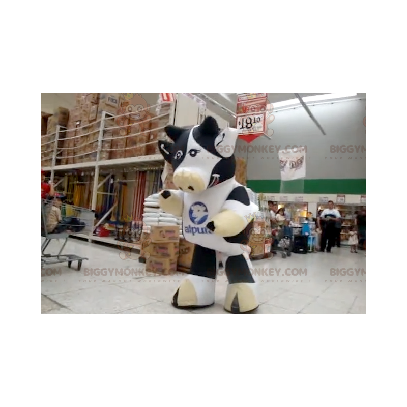 Traje de mascote gigante de vaca preta e branca BIGGYMONKEY™ –
