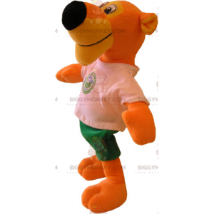 Orange Tiger BIGGYMONKEY™ maskottiasu T-paidalla ja shortsilla