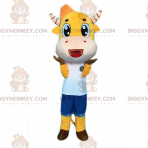 BIGGYMONKEY™ Costume da mascotte in pelle di vacchetta gialla e