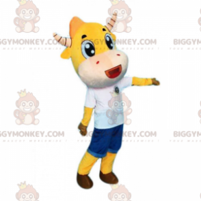 BIGGYMONKEY™ Costume da mascotte in pelle di vacchetta gialla e