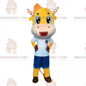 BIGGYMONKEY™ Costume da mascotte in pelle di vacchetta gialla e