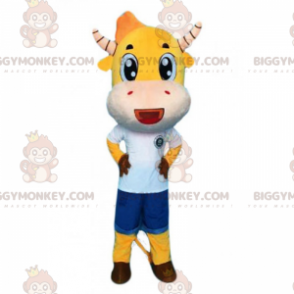 BIGGYMONKEY™ Costume da mascotte in pelle di vacchetta gialla e