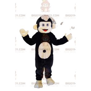 Disfraz de mascota BIGGYMONKEY™ de Tití negro y beige muy alegre. disfraz de tití