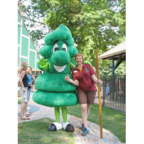 BIGGYMONKEY™ Riesiges grünes Schneemann-Baum-Maskottchen-Kostüm