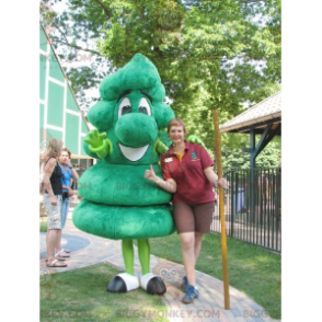 Traje de mascote de árvore de boneco de neve verde gigante