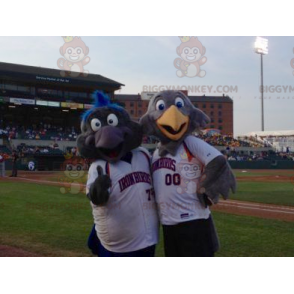 2 BIGGYMONKEY™s bird mascots, one gray and the other black –