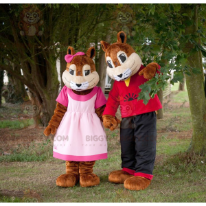 2 BIGGYMONKEY's mascotte meisje en jongen eekhoorns -