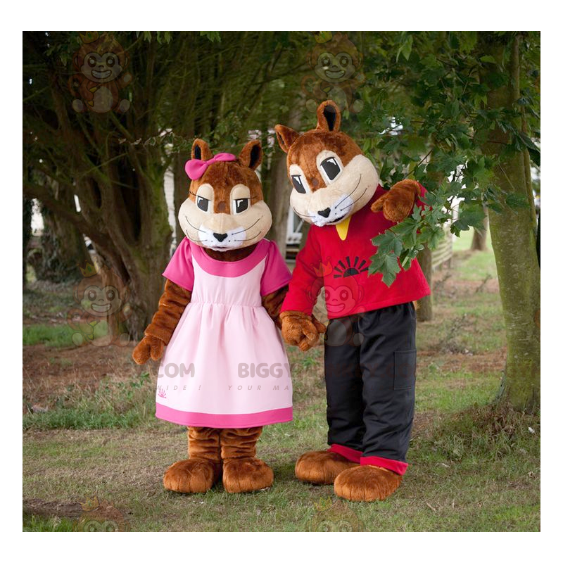 2 esquilos mascote menina e menino do BIGGYMONKEY™ –