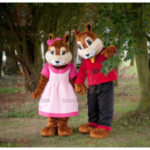 2 BIGGYMONKEY's mascotte meisje en jongen eekhoorns -