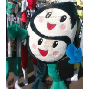 Black and White BIGGYMONKEY™ Mascot Costume with 2 Cute and