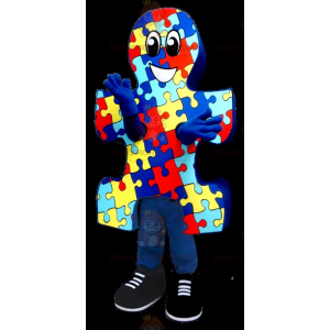 Traje de mascote BIGGYMONKEY™ peça de quebra-cabeça azul